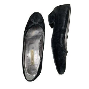 Bottega Veneta Black Velvet Shoe Flats Embellished Rope embroider trim VTG 6 N